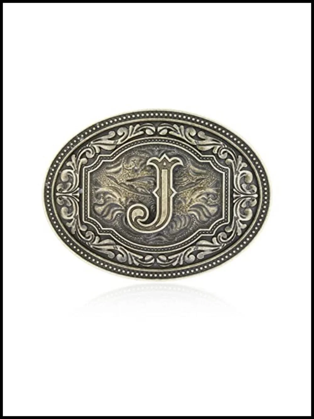 Western Cowboy Belt Buckle with Initial Letter Floral Design Zinc Alloy
